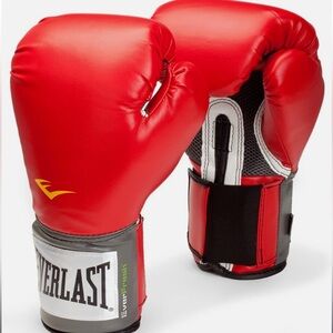 Everlast Pro Style Elite Training Gloves Red 12 oz Boxing Workout Gloves BUNDLE